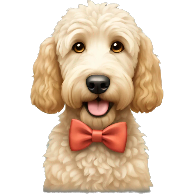 Golden doodle with bow tie emoji