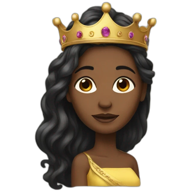 Crown black women with long hair emoji