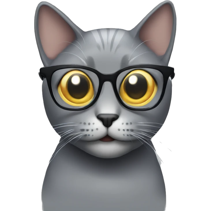 A grey cat with glasses emoji