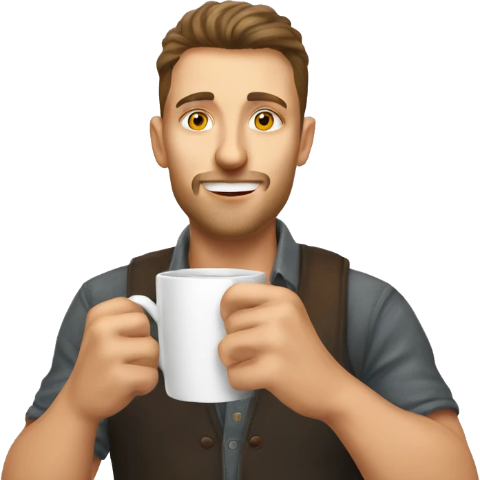 Ukrainian guy with coffee in his hands who sends a kiss  emoji