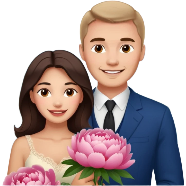Couple traveling in Montenegro russian man and elegant  Latina girl delicate peonies and mountains in the background  emoji