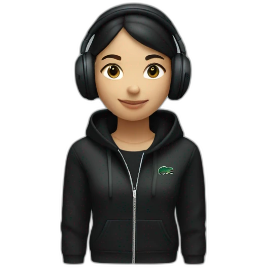 Lacoste headphone latina girl with black lacoste hoodie emoji
