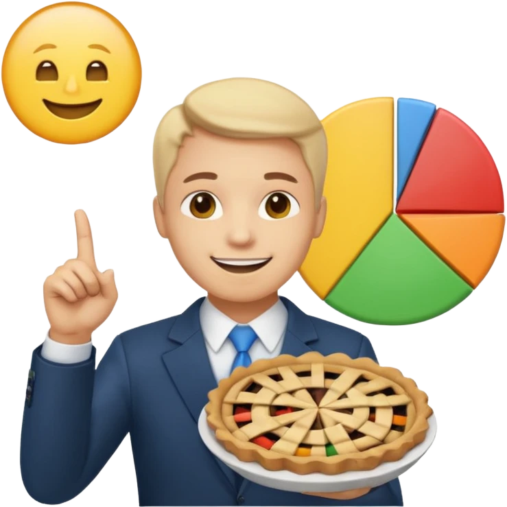 Pie chart in emoji-style showing Roth IRA $7K, Emergency fund $8K, Checking $2K, Investments $3K, person proudly pointing at chart with smile emoji