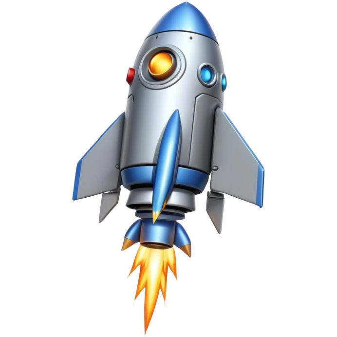 robot shaped like a rocket blasting off emoji