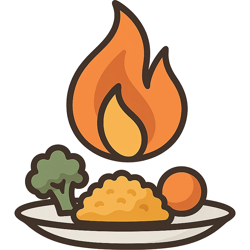 fiamma su cibo, metabolismo  emoji