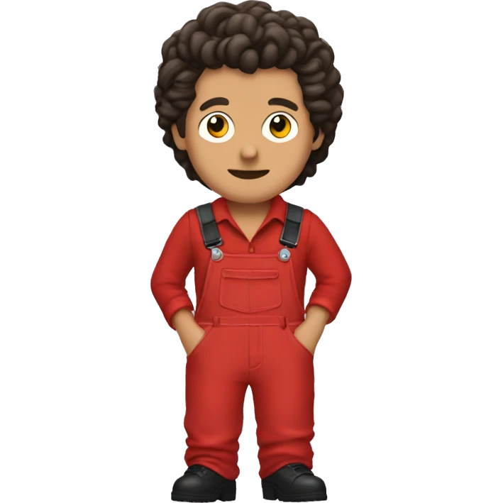 harry style with a red overall and a disco ball emoji