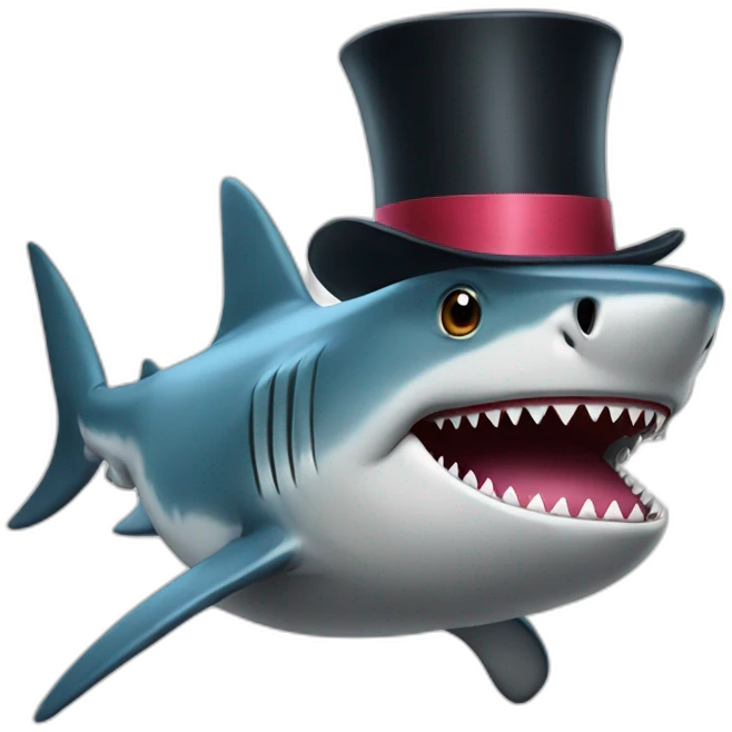 Shark with a top hat emoji