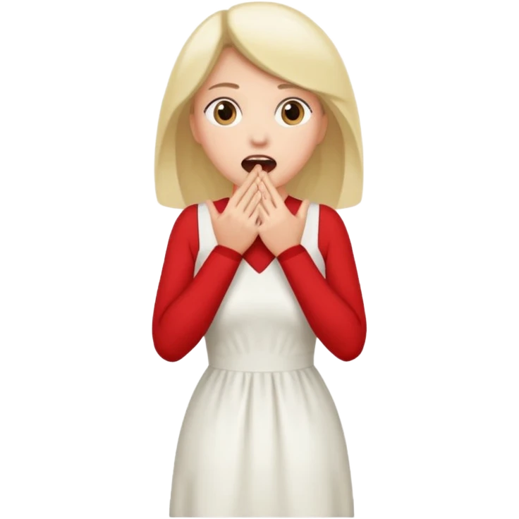 woman surprised with her hands over her mouth, full body emoji