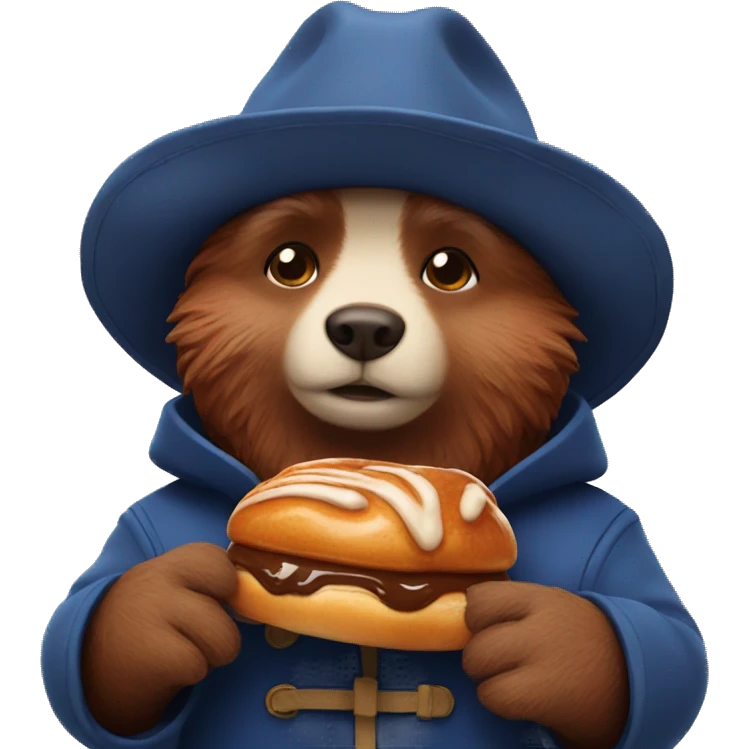 Paddington with a cinnamon bun emoji