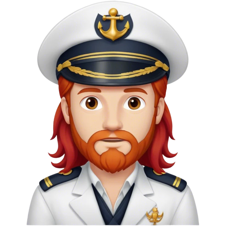 a male boat captain with long red hair no beard  emoji