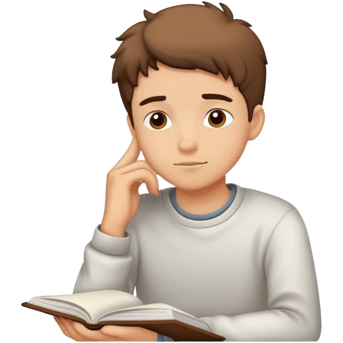 Student in doodle style in thinking position emoji