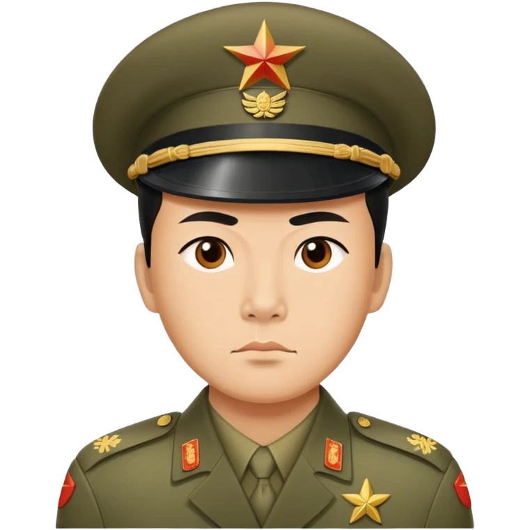photorealistic serious china soldier 1960s emoji