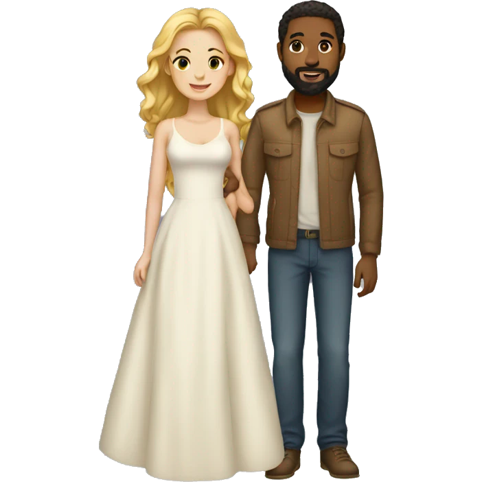 Couple black man with beard and very light skinned woman emoji