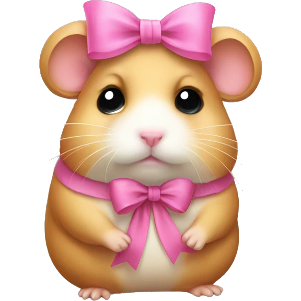 sad hampster with pink bow emoji