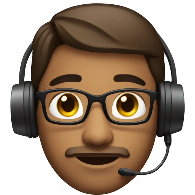 Indian guy with headset on working at a des emoji