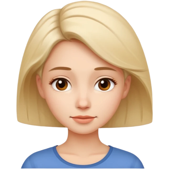 Woman tilting her head 45 degree towards her shoulders, face is relaxed emoji