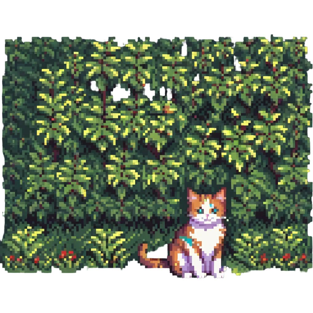 cat sitting in grass, pixel art style emoji