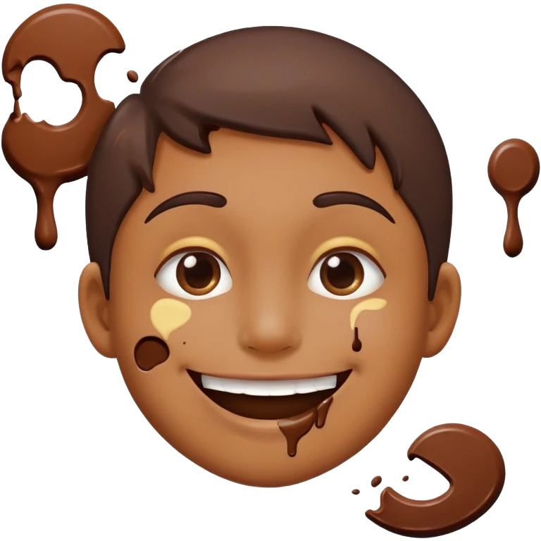 Smiley face with chocolate around mouth emoji