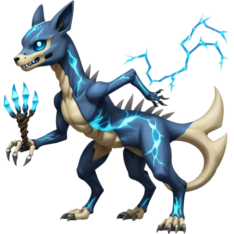 Skeletal Duskull-Manectric-Electrike-Lucio-Cubone-Umbreon-Marowak-Draco-Fakémon-hybrid-creature (full body), 4 legs emoji
