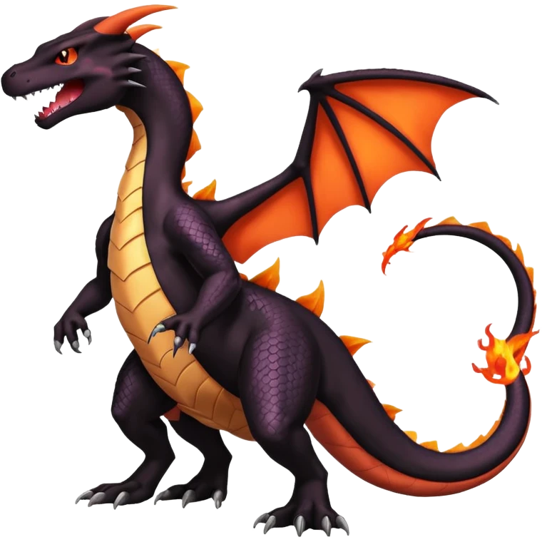 Black lanky elegant evil badass handsome cool beautiful Shiny-Charizard-Salazzle-Seviper-Salandit-fusion emoji