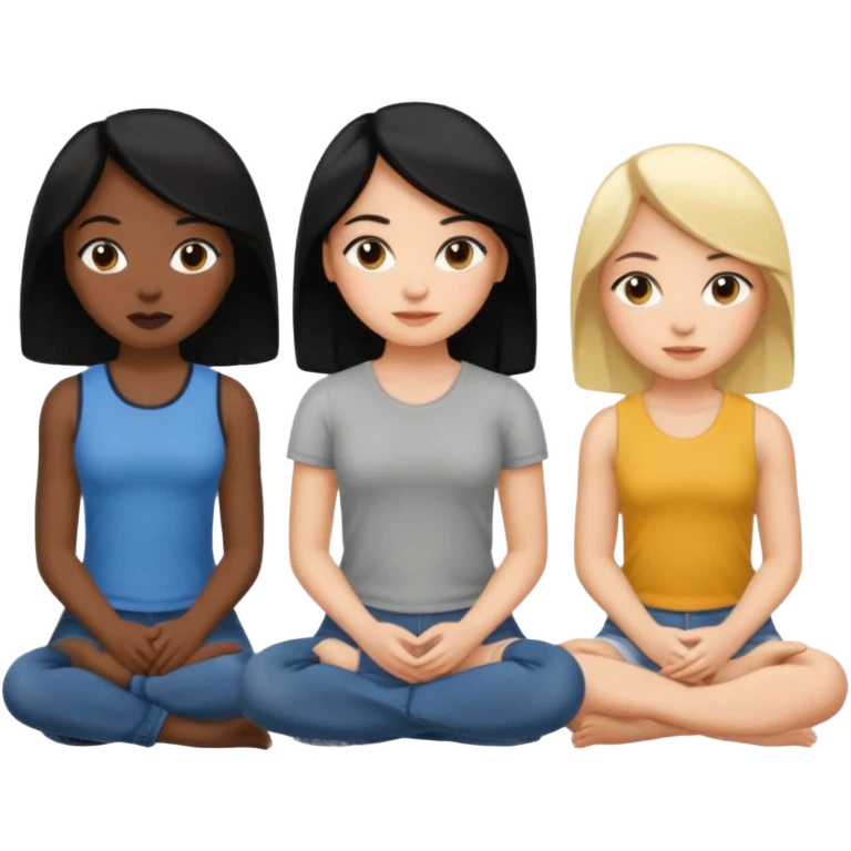 black woman with black hair and one blonde white girl friends sitting in a row emoji