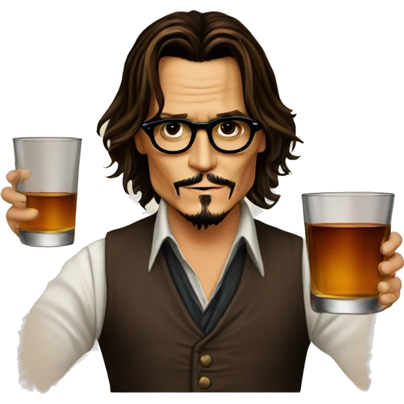 Johnny Depp drink glass of whiskey emoji