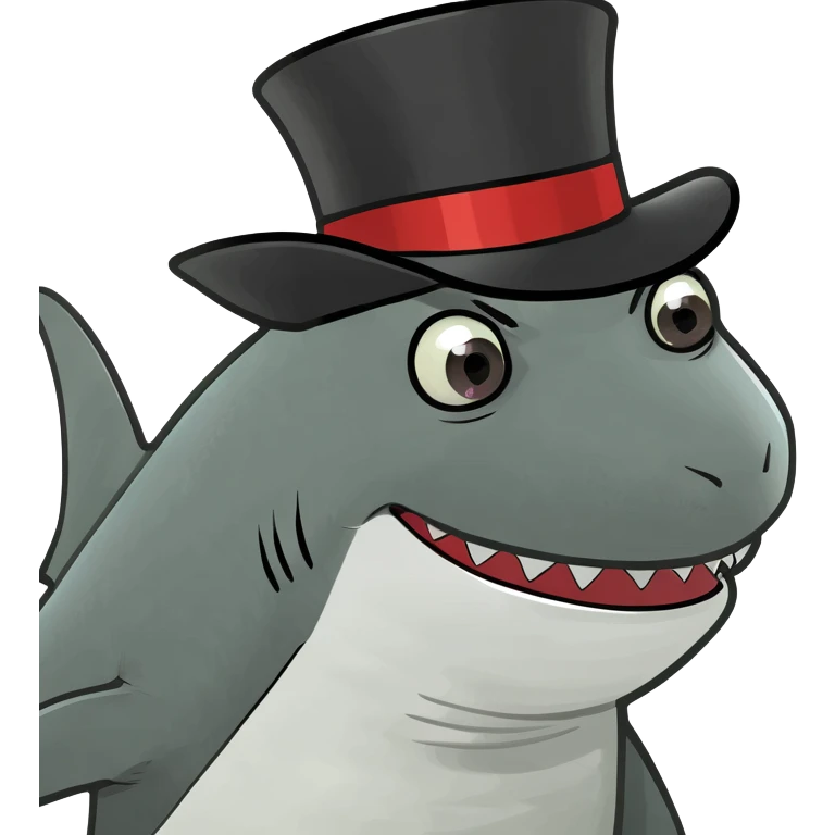 Shark with a top hat emoji