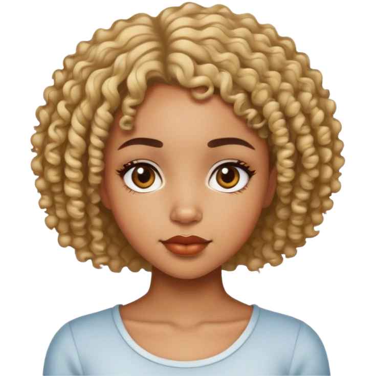 Light skin pretty black girl with short curly hair  emoji