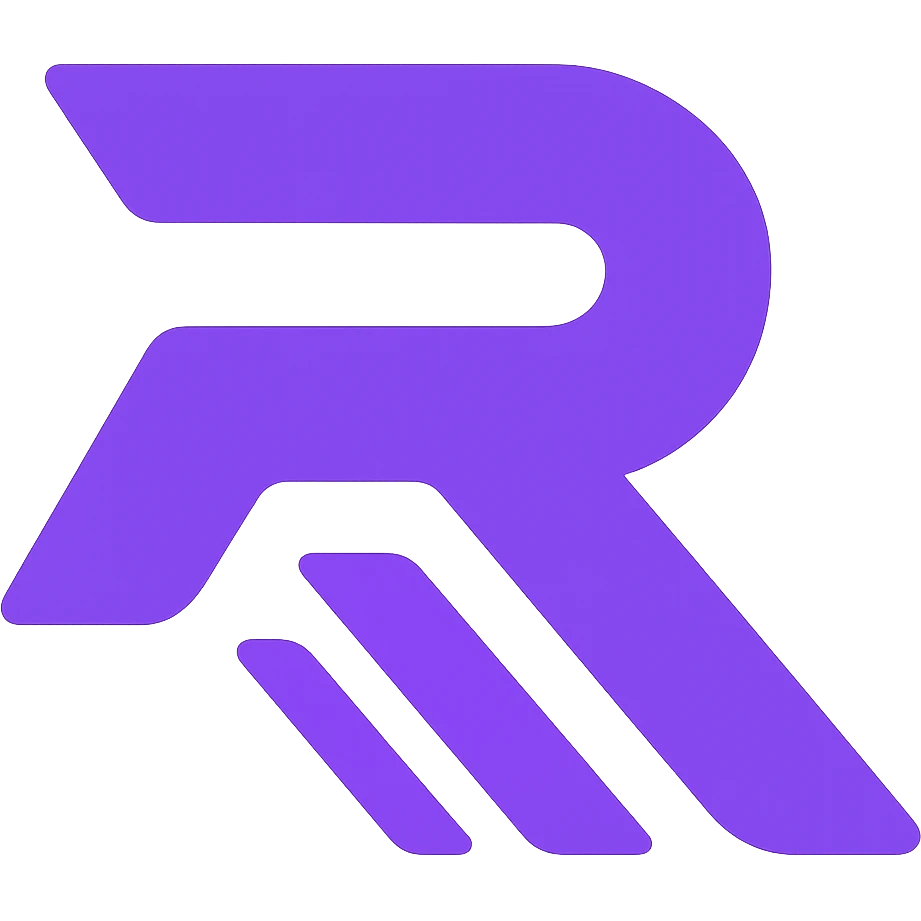 Change the logo to a bold and modern style with a purple and white color scheme, keeping the design sharp and clean with a transparent background. emoji