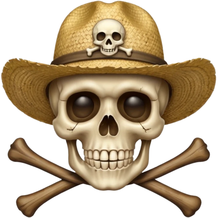 Skull and crossbones wearing a straw hat emoji