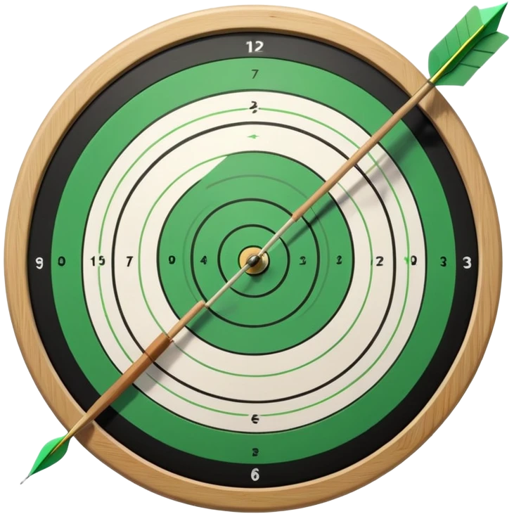 A bow with an arrow drawn back, aimed at a target with concentric rings. The background suggests a calm, outdoor archery range, emphasizing the precision, focus, and skill required in archery as a competitive sport. emoji