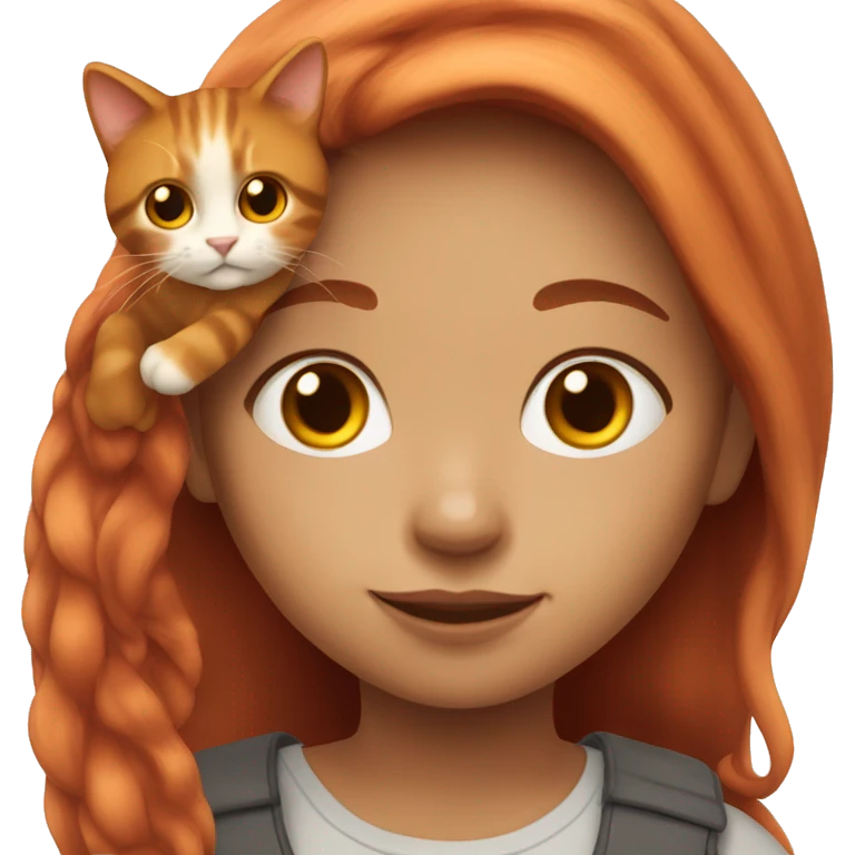 Red long hair girl with calico cat emoji
