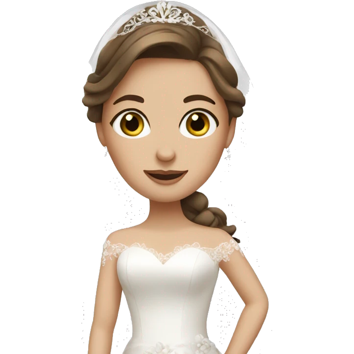 bride with brown hair, greenish-brown eyes emoji