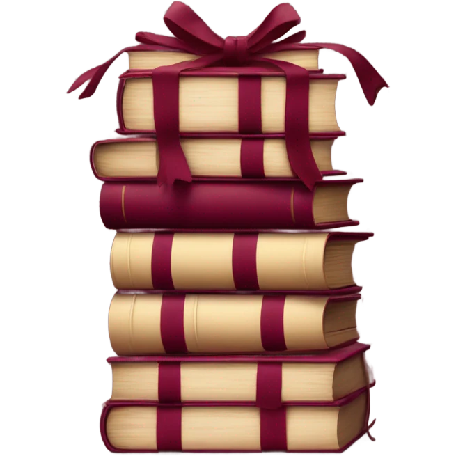burgundy books stacked up and tied together by a burgundy bow emoji