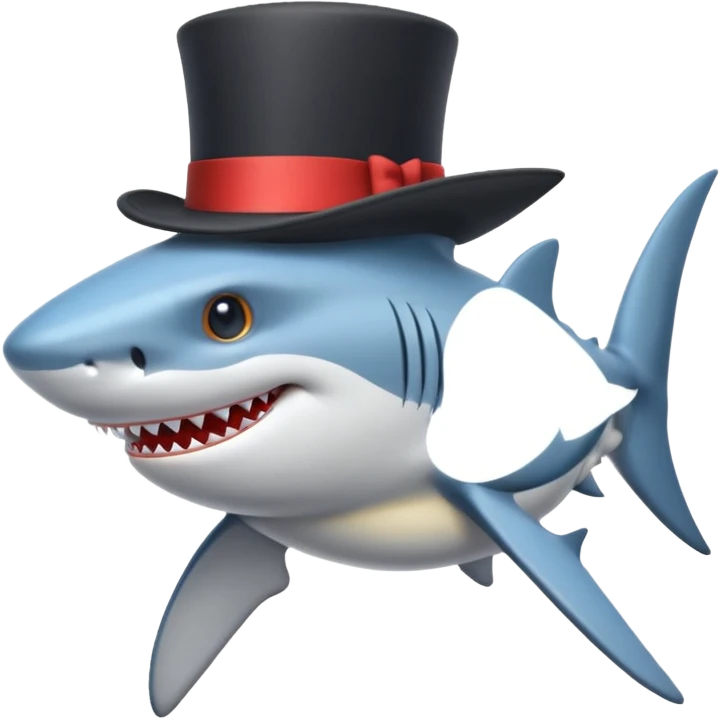 Shark with a top hat emoji