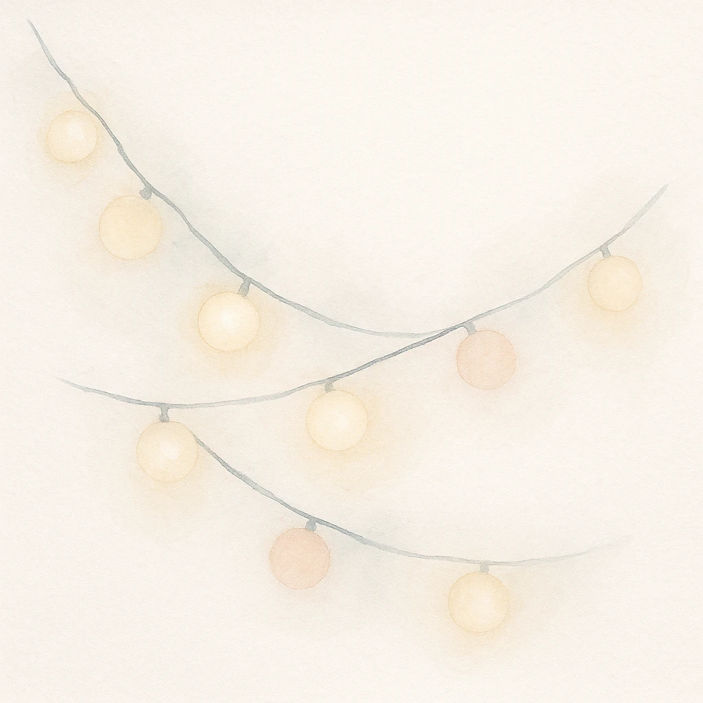 chain of lights, soft and glowing, watercolor art style emoji