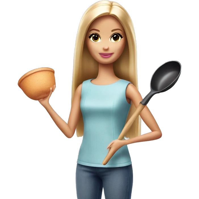 Barbie holding a frying pan emoji