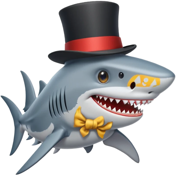 Shark with a top hat emoji