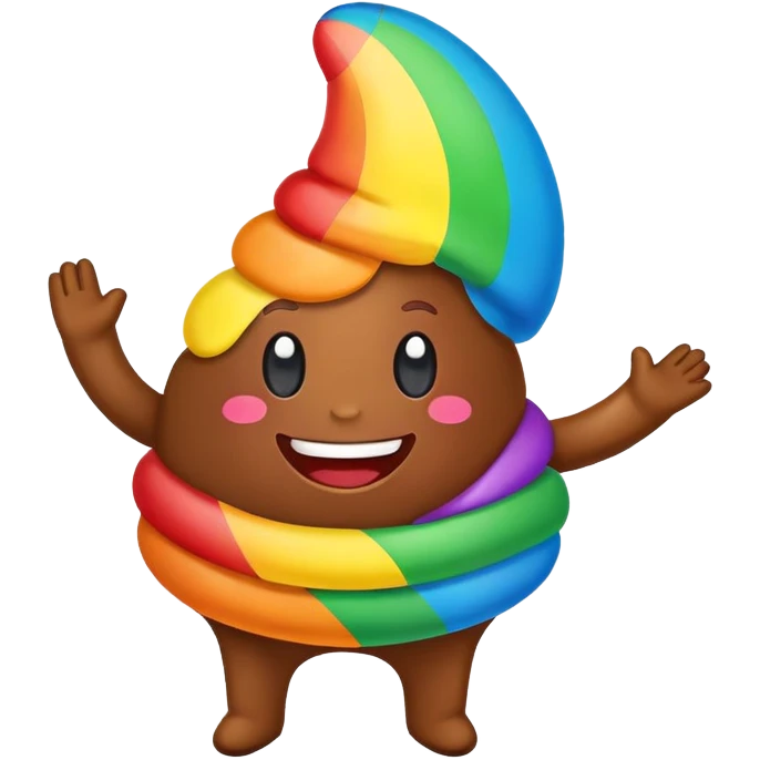 happy rainbow poop dancing emoji