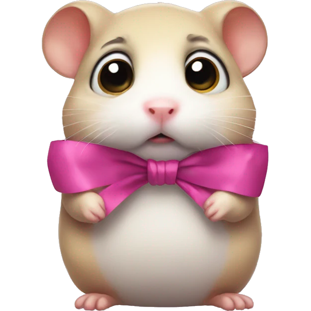 Sad hamster huge eyes and a ribbon emoji
