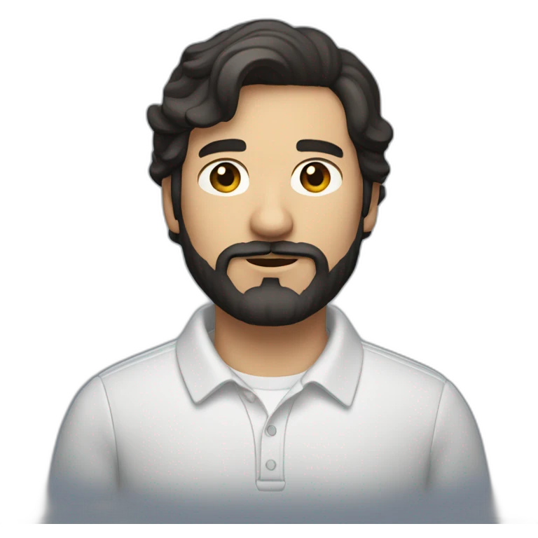 A dark-haired person with a beard at the bottom and a light mustache, wearing Lacoste clothes  emoji