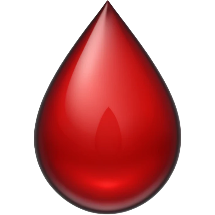 single blood drop emoji sculpted from dark liquid metal, glossy surface, dramatic reflections, futuristic minimal 3D style, isolated on white emoji