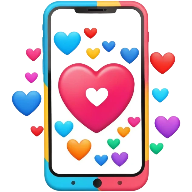  smartphone showing a colorful photo social media post with a heart and image icon emoji