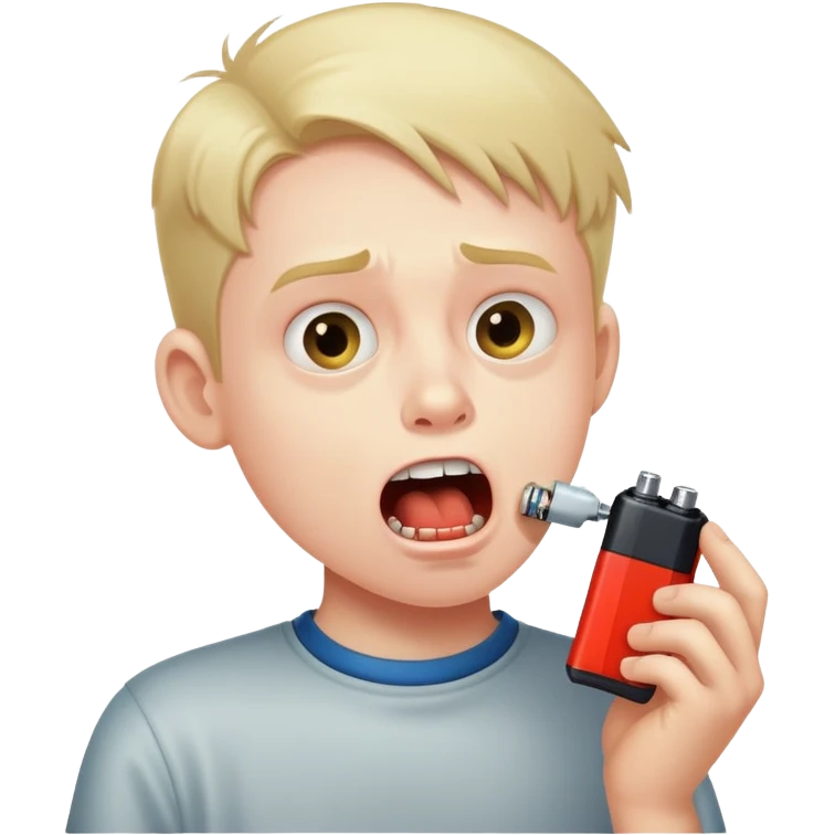boy swallowing a battery emoji
