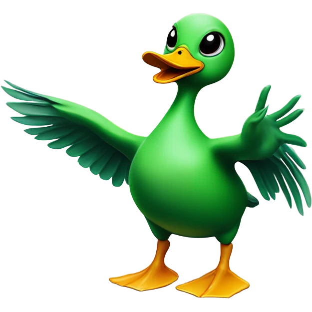 Duck fighting alien emoji