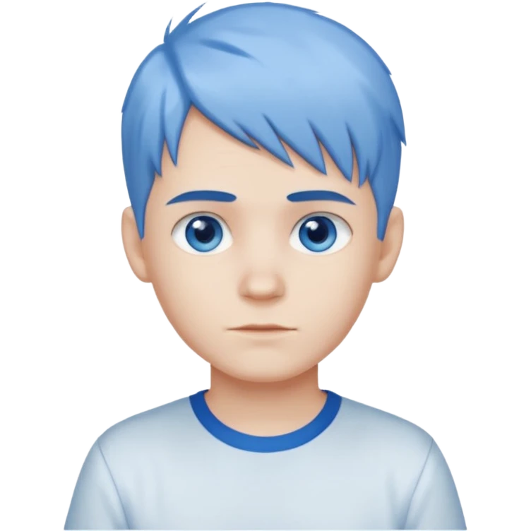 ولد شعره ابيض وازرق بشرته بيضاء جدا ويلبس قميص أبيض وازرق emoji