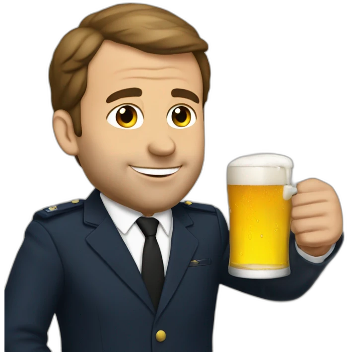 Macron drinking a beer emoji