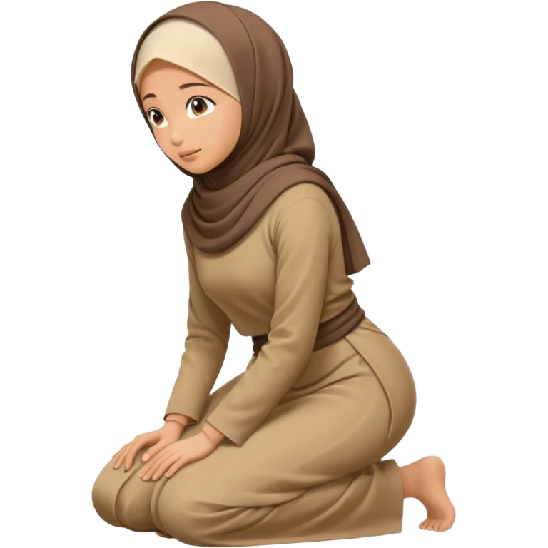 Woman Kneeling for Islamic prayer side view bent to the floor emoji