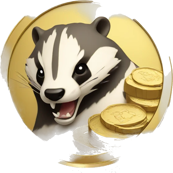angry badger on a golden coin in gold emoji
