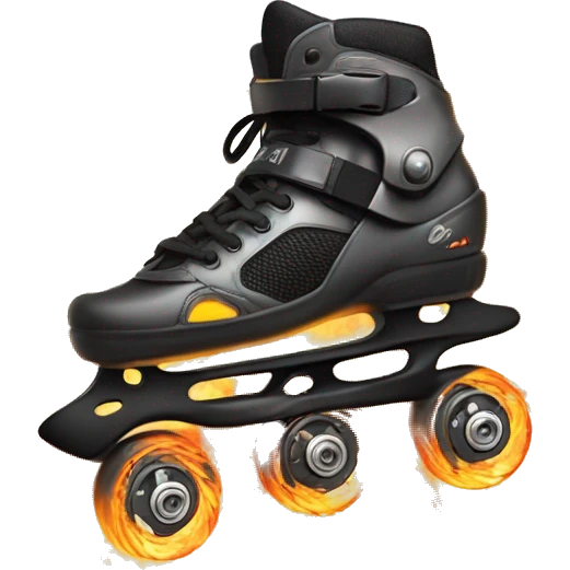 a rollerblade inline skate leaving fire traces, just the object itself emoji